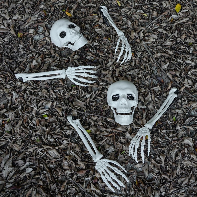 AOFOX Halloween Realistic Skeleton Stakes Zombie Ghost Arm Stake Severed Plastic Skeleton Hands Yard Signs for Lawn Stakes Garden Halloween Props Decoration (6 Pcs White) - Image 2